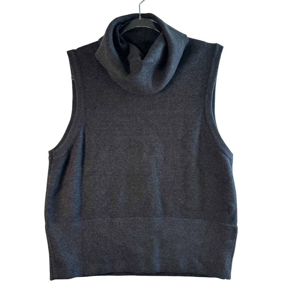 Pilcro Anthropologie Cowl Neck Sweater Vest Gray Knit Sleeveless XL Quiet Luxury